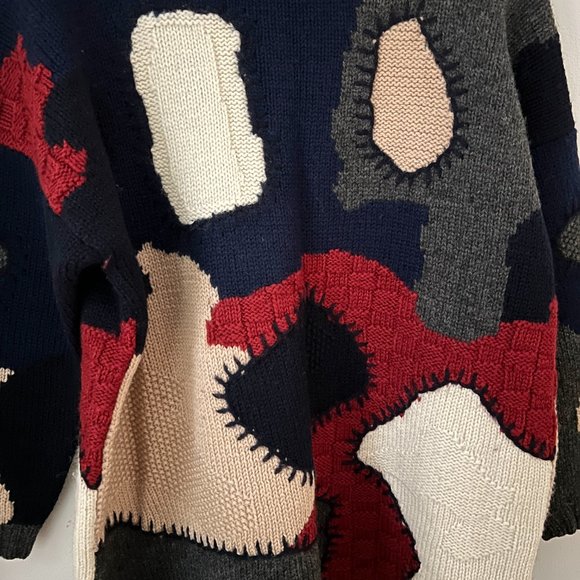 100% Wool knit Abstract Sweater Womens M/L - Picture 2 of 7